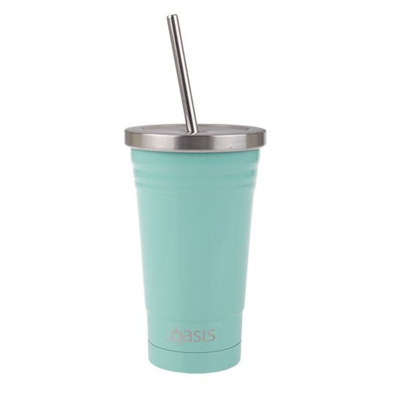 Oasis Stainless Steel Insulated Smoothie Tumbler with Straw 500ML – Spearmint