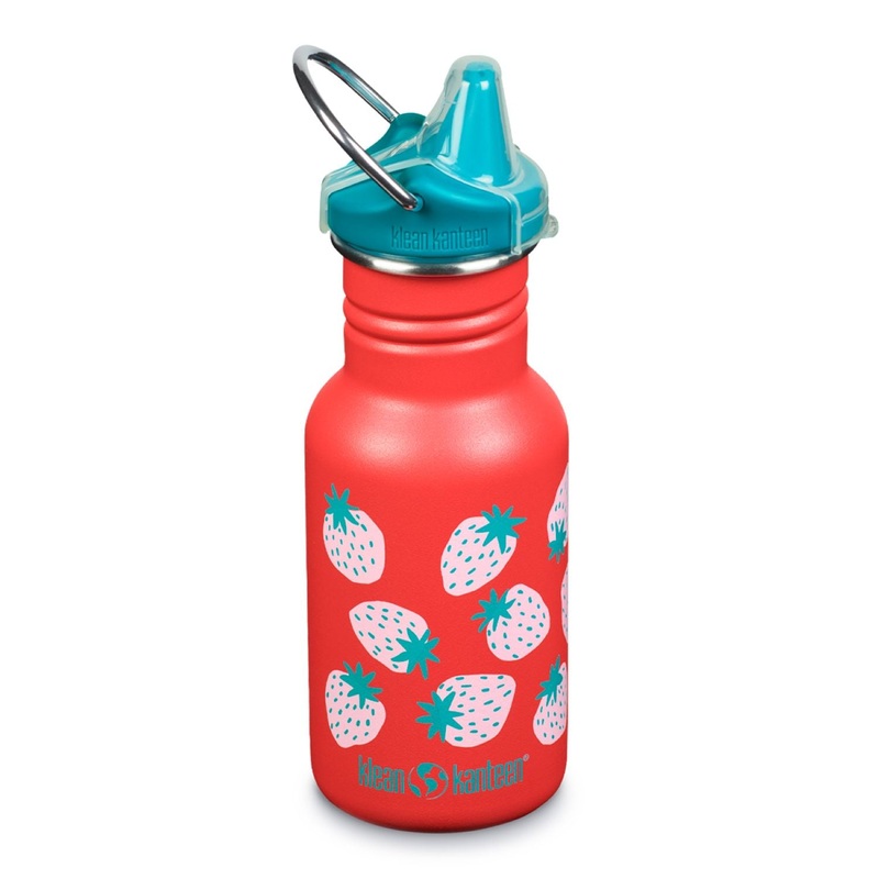 Klean Kanteen Kid Classic 12oz Water Bottle (with Kid Sippy Cap) (Coral Strawberries)