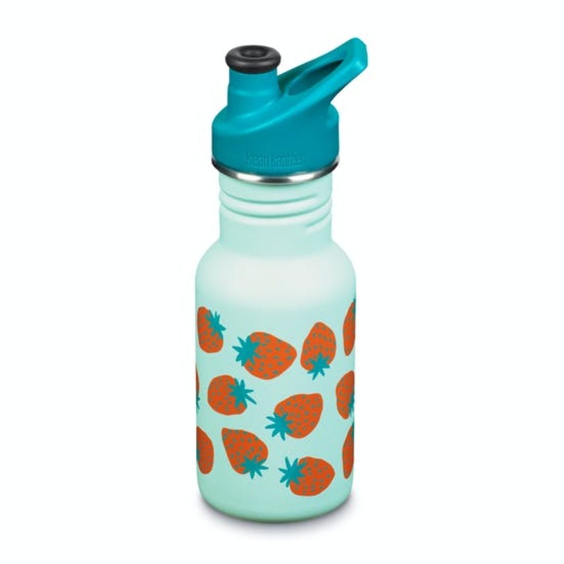 Klean Kanteen Kid Classic 12oz Water Bottle (with Kid Sport Cap) (Blue Tint Strawberries )