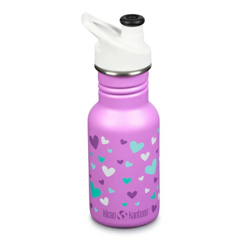 Klean Kanteen Kid Classic 12oz Water Bottle (with Kid Sport Cap) (Orchid Hearts)