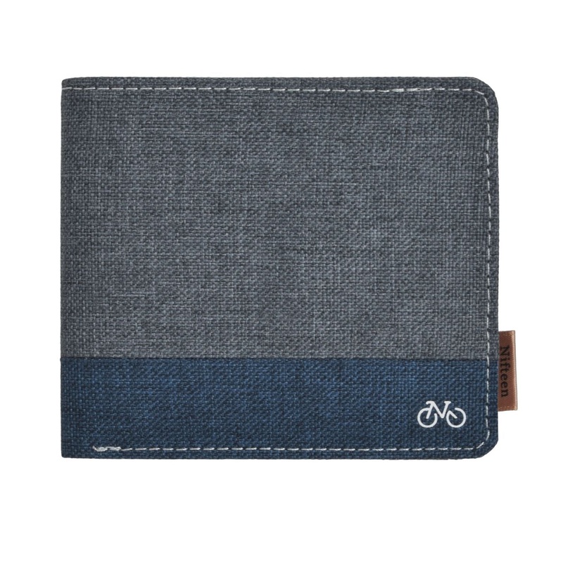 Nifteen London Billfold Wallet With Coin Pocket – Grey/Blue