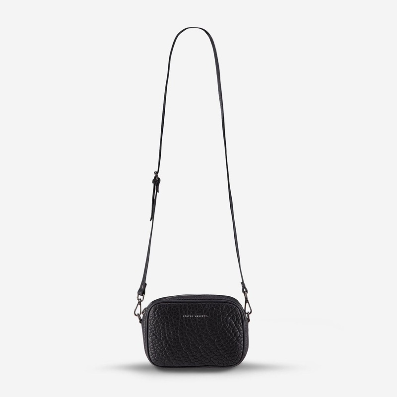 Status Anxiety Plunder Italian Leather Crossbody – Black Bubble