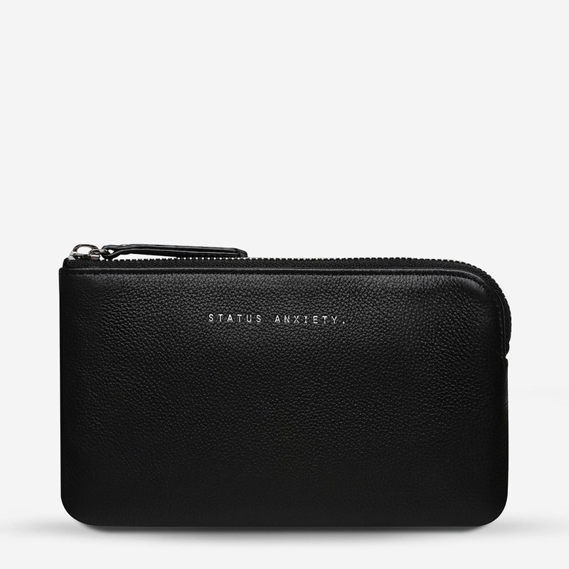 Status Anxiety Smoke And Mirrors Zip Leather Pouch – Black