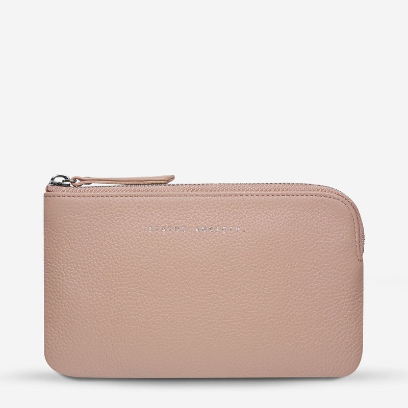 Status Anxiety Smoke And Mirrors Zip Leather Pouch – Dusty Pink