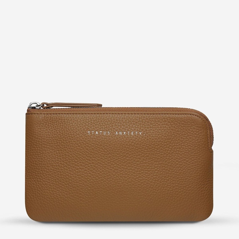 Status Anxiety Smoke And Mirrors Zip Leather Pouch – Tan