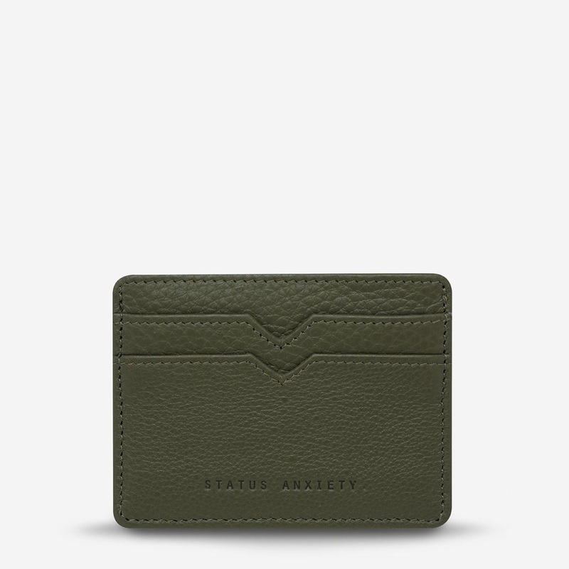 Status Anxiety Together For Now Leather Card Case – Khaki