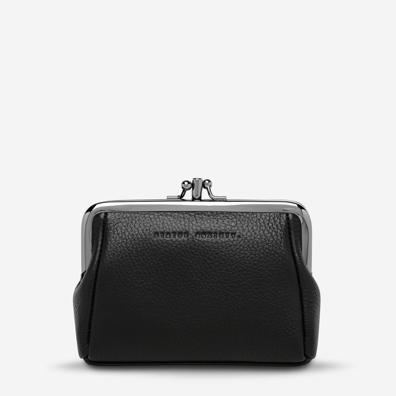 Status Anxiety Volatile Clasp Frame Leather Purse – Black