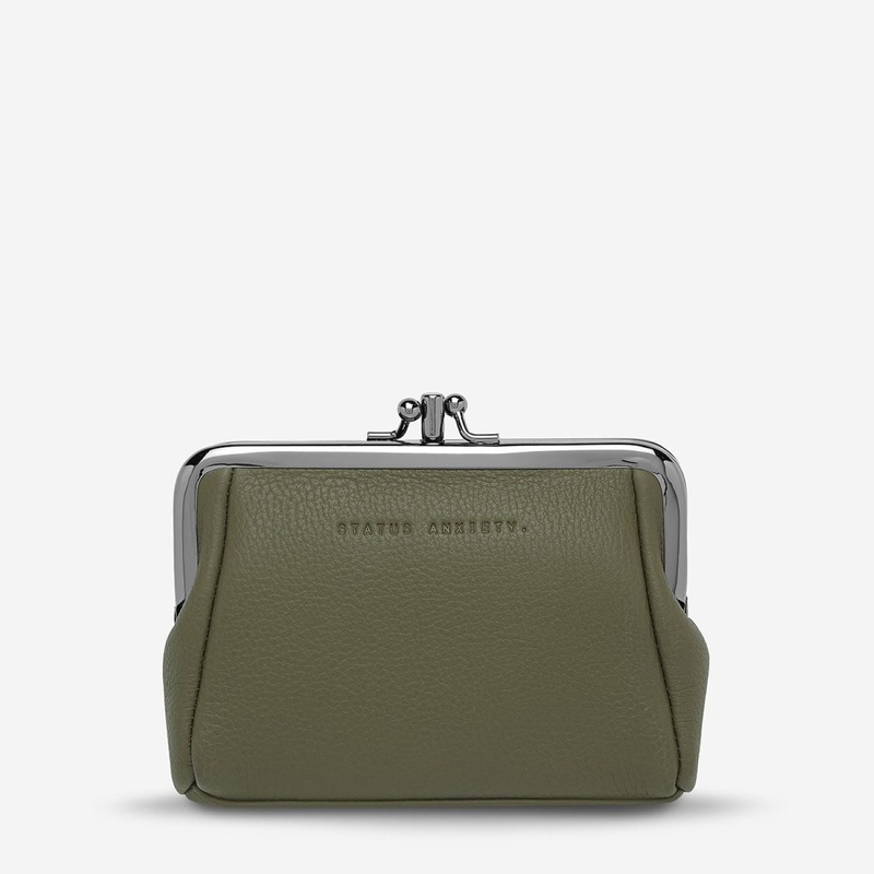 Status Anxiety Volatile Clasp Frame Leather Purse – Khaki