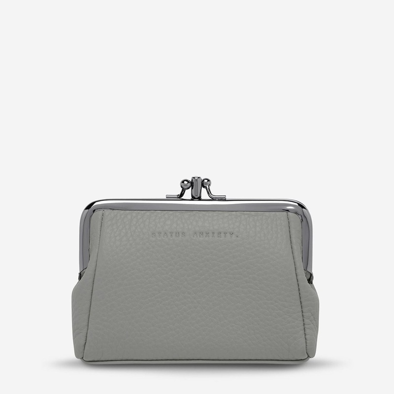 Status Anxiety Volatile Clasp Frame Leather Purse – Light Grey