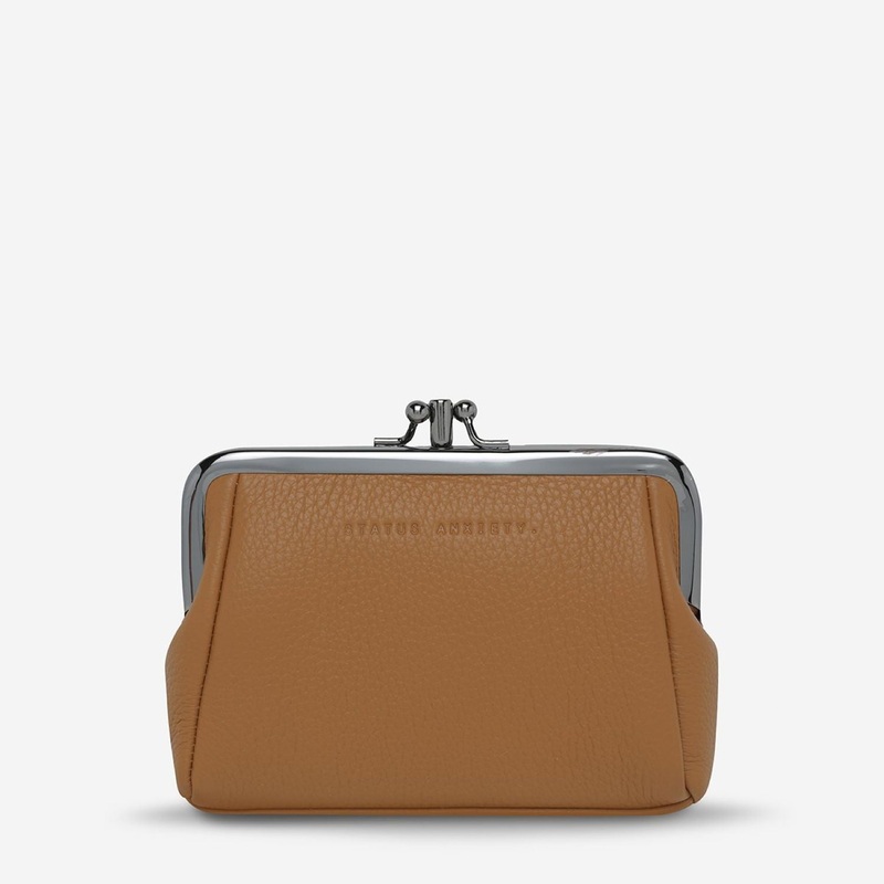 Status Anxiety Volatile Clasp Frame Leather Purse – Tan