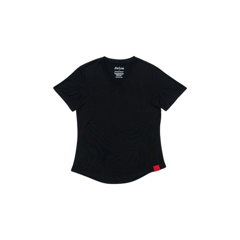 Paire Women’s Merino Wool-Blend V-Neck T-Shirt (Black) – L