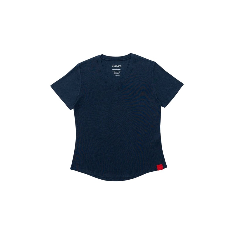 Paire Women’s Merino Wool-Blend V-Neck T-Shirt (Navy) – S