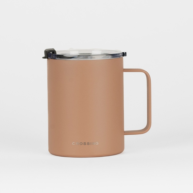 Crossing Neo Insulated S/S Ceramic Mug W Handle And Lid 420ml – Caramel