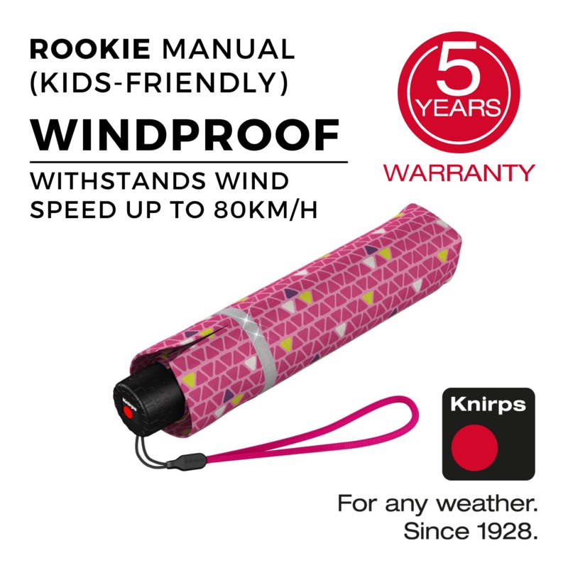 Knirps Rookie Manual Reflective Umbrella – Triple Pink