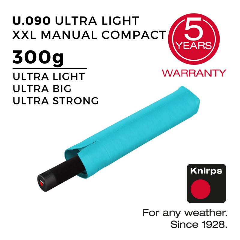 Knirps U.090 Ultralight XXL Manual Compact Umbrella- Aqua