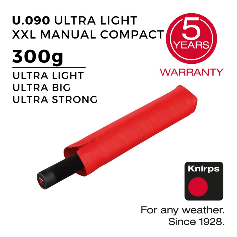 Knirps U.090 Ultralight XXL Manual Compact Umbrella – Red