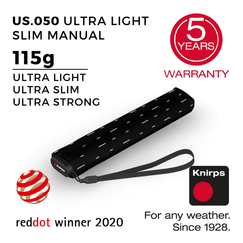 Knirps US.050 Ultra Light Slim Manual Umbrella – Rain Black