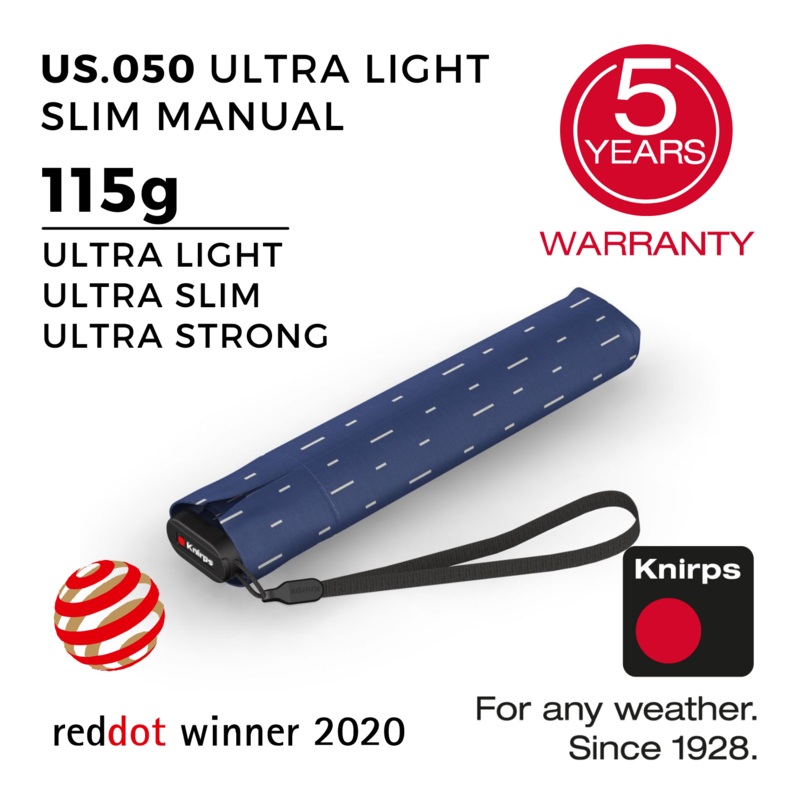 Knirps US.050 Ultra Light Slim Manual Umbrella – Rain Blue