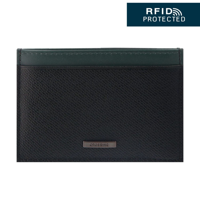 Crossing Modish Leather Card Holder RFID – Black/Teal