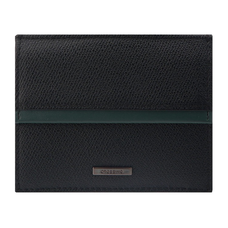Crossing Modish Leather Coin Pouch With Card Case – Black/Teal