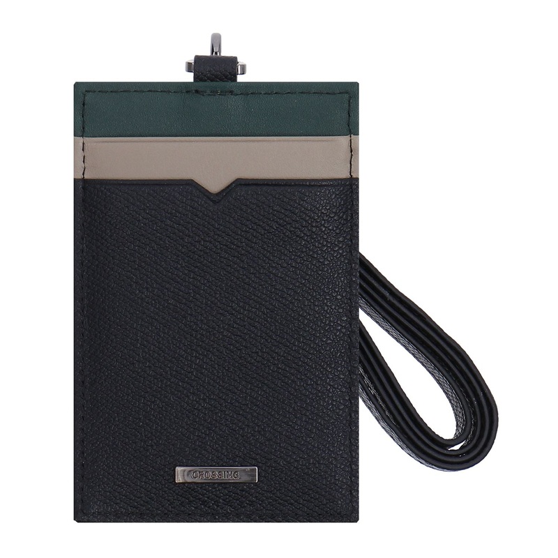 Crossing Modish Leather Lanyard – Black/Teal