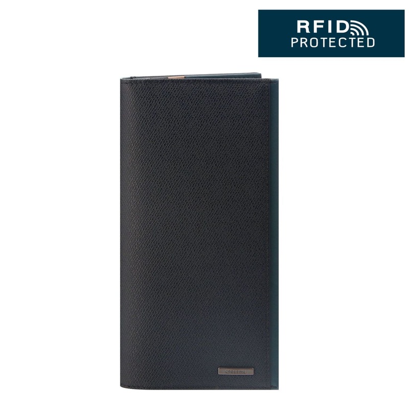 Crossing Modish Long Leather Wallet RFID – Black/Teal