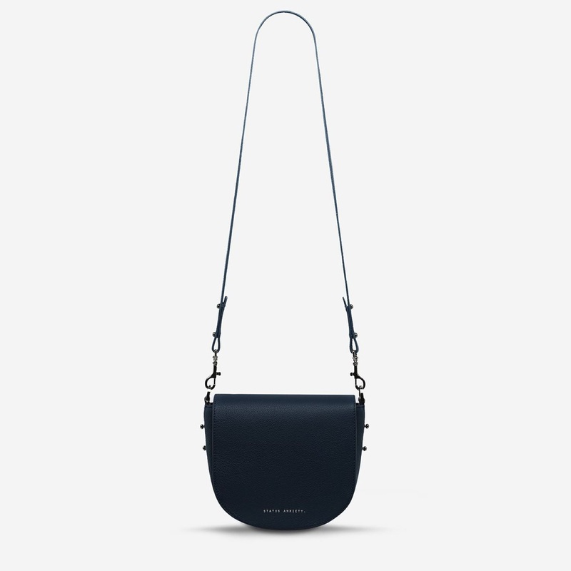 Status Anxiety Art Of Pretending Leather Crossbody – Navy Blue