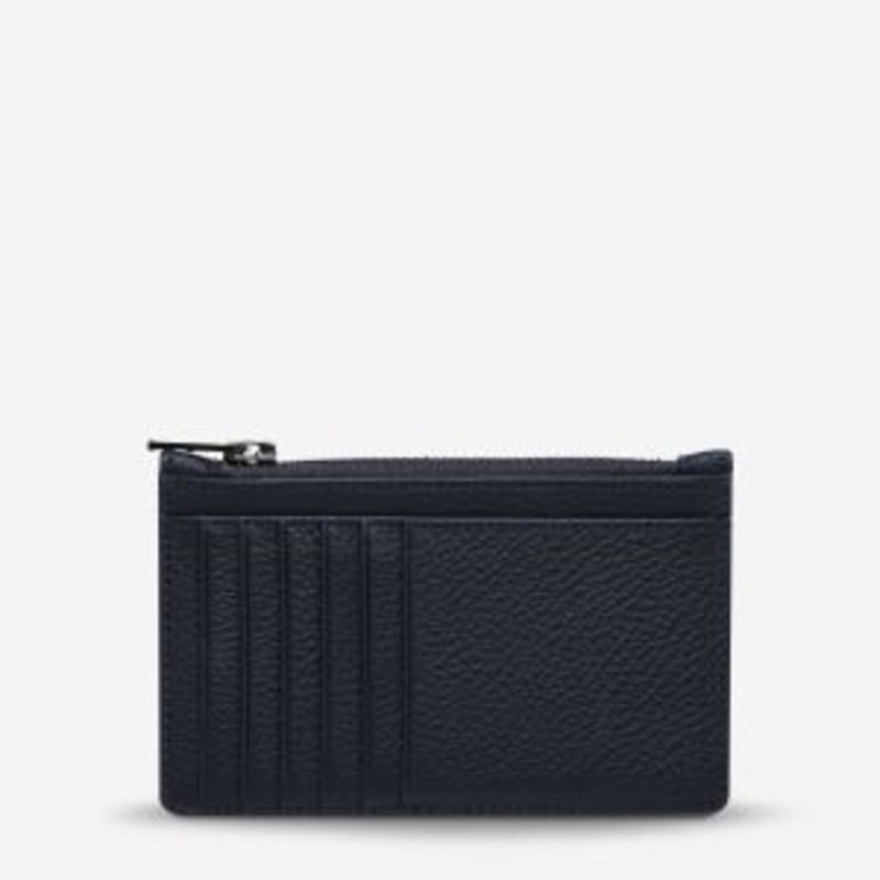 Status Anxiety Avoiding Things Leather Wallet – Navy Blue