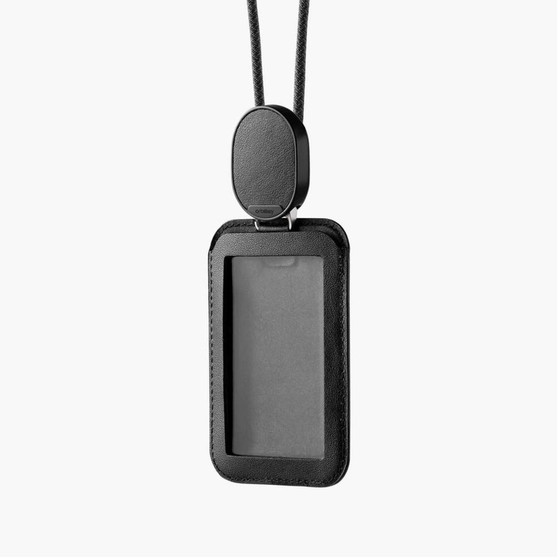 Orbitkey Leather ID Card Holder Pro With Lanyard (Black)