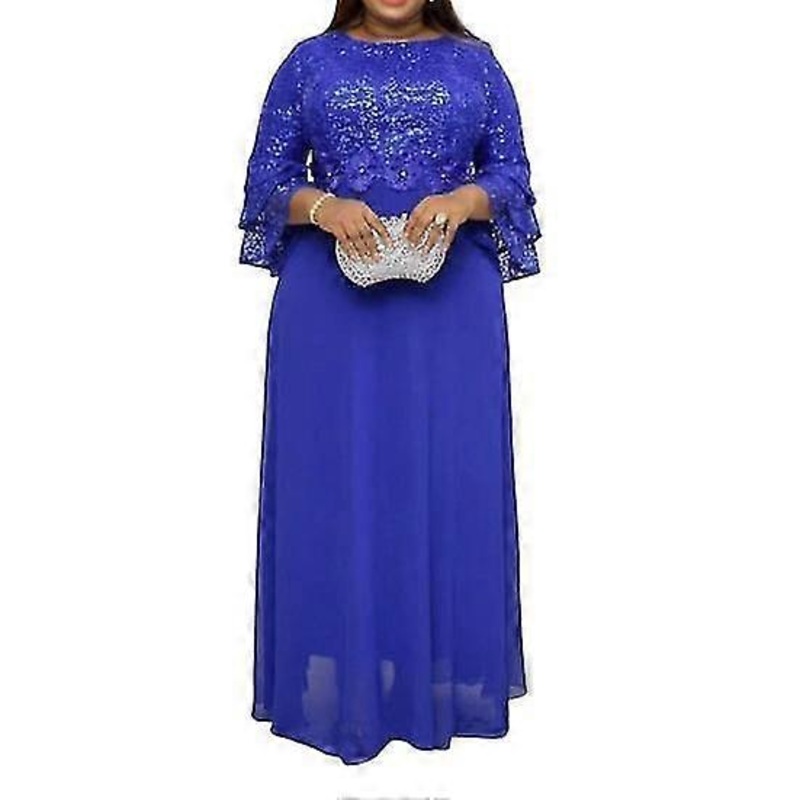 Evening Dress Waist Tight Dress Up Skin-touch Beautiful Elegant Lace Chiffon Stitching Female Plus Size Evening Party Dress | Fruugo SG
