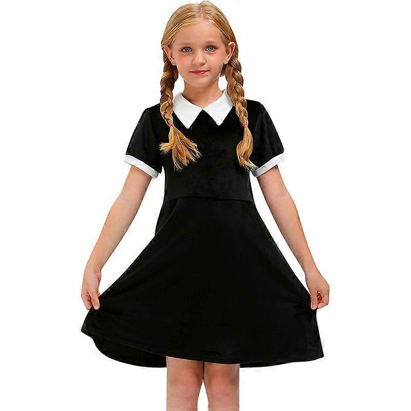 Halloween Peter Pan Collar Girls Costume Swing Black Dress | Fruugo SG