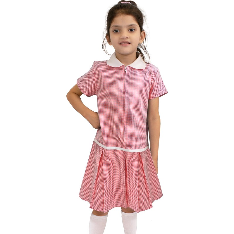 Kids Girls Gingham School Dress Zip Up Check Dresses With Matching Scrunchies | Fruugo SG