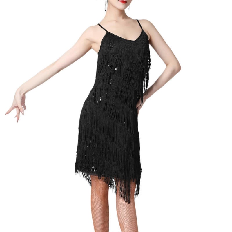 Samba Cha Cha Dance Flapper Dress with Sequin Tassels in White | Fruugo SG