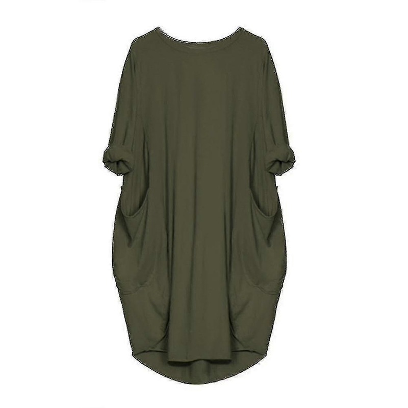 Women Plus Size Long Eeve Loose Midi Dress With Pockets | Fruugo SG