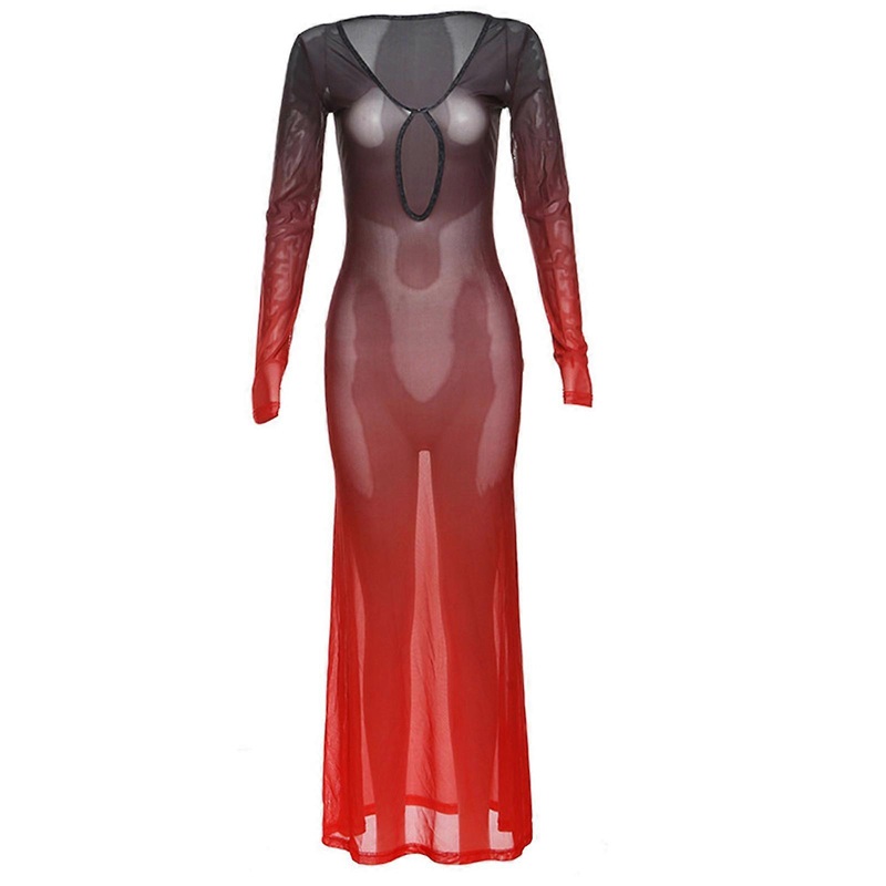Women’s Sexy Perspective Slit Dress for Nightclub Outfit Long Sleeve Hollow Out Dress Elegant Maix Party Dresses  S | Fruugo SG