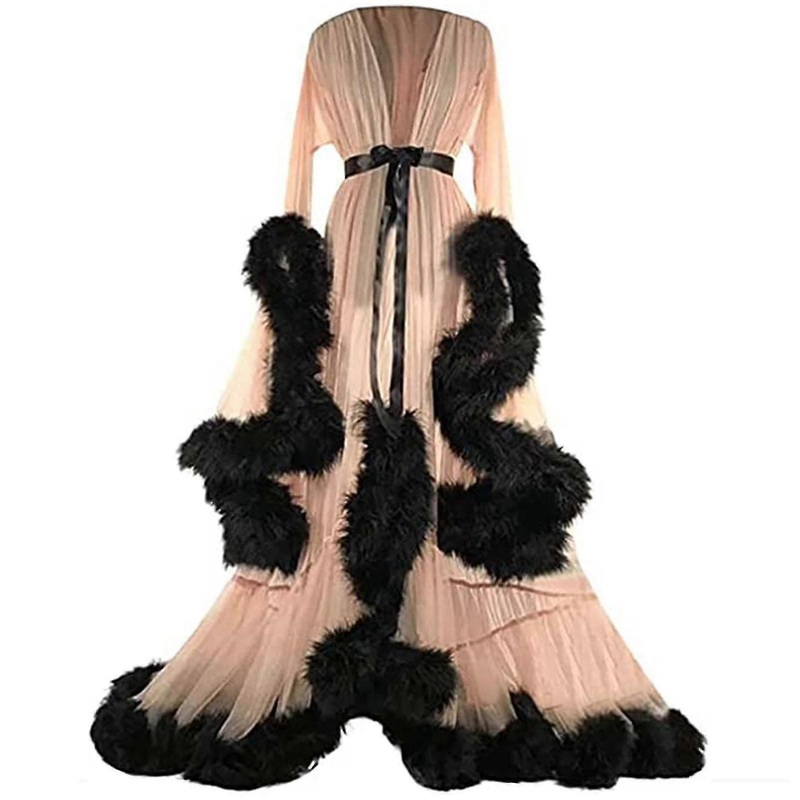 Women’s Trailing Long Dress Feather Flared Sleeves Dress Perfect For Bachelorette Parties | Fruugo SG