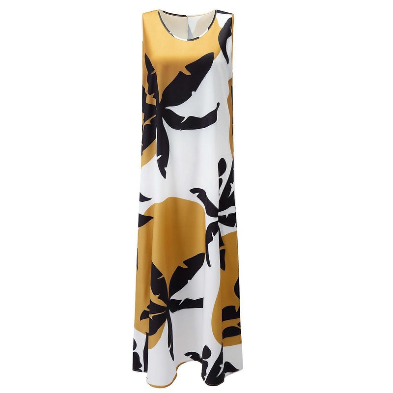 Women Sleeveless Tube Top Dress Floral Printed Long Dresses Fashin Insgram Style Outfits for Parties Clubs Summer  Yellow XL | Fruugo SG