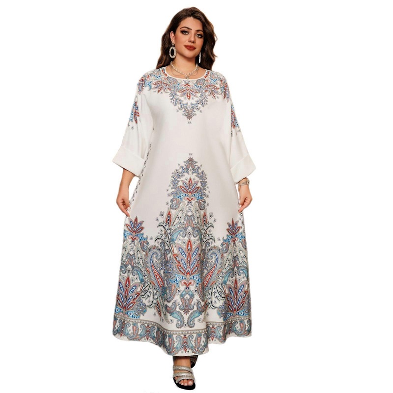 Full Length Kaftan Dress for Women, Islamic Kaftan Dress Flower PrintDress Islamic Robe Daily Casual Dress  off whiteBS L | Fruugo SG