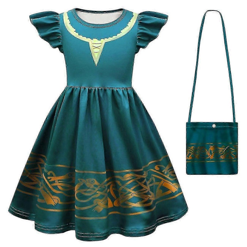 Halloween Girls Merida Cosplay Dress Brave Performance Costume Summer Birthday Party Green Gothic Vintage Dresses Wig | Fruugo SG