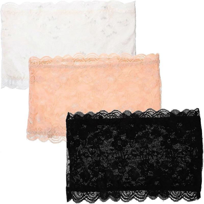 New style  3pcs Women’s Floral Lace Stretchy Strapless See Through Bandeau Tube | Fruugo SG