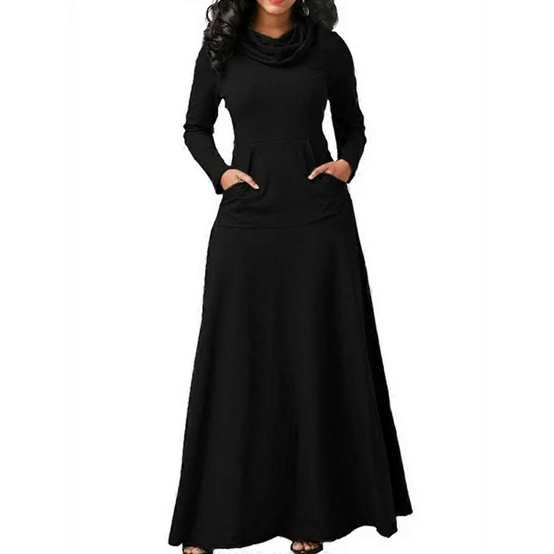 Women Evening Bow Long Sleeve Pockets Solid Long Dresses | Fruugo SG