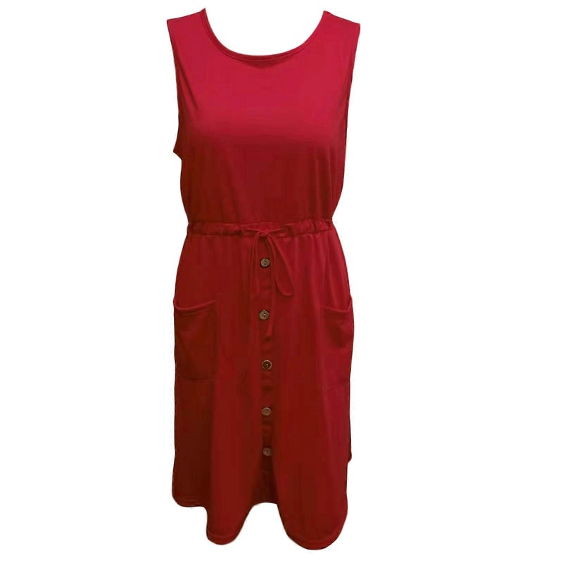 Women Flowy Pocket Tshirt Tank Sundresses Summer Dress Crew Neck Mini Tank Swing Dress Casual Sleeveless Dress  Red XL | Fruugo SG