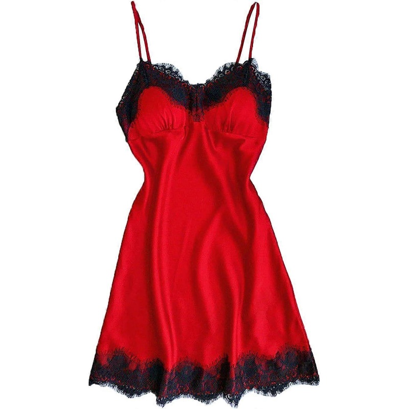 2025 Latest Model  Women’s V Neck Lace Chemise Nightgown Sexy Spaghetti Straps | Fruugo SG