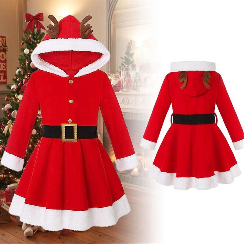 3-10 Years Kids Children Girls Christmas Party Elk Santa Cosplay Hooded Dress Gifts Stage Costumes | Fruugo SG