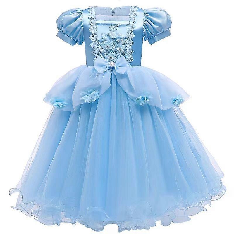 Blue# Halloween Party Cinderella Cosplay Costume Summer Girls Dress High Quality Summer Puff Sleeve Dress for Girls | Fruugo SG
