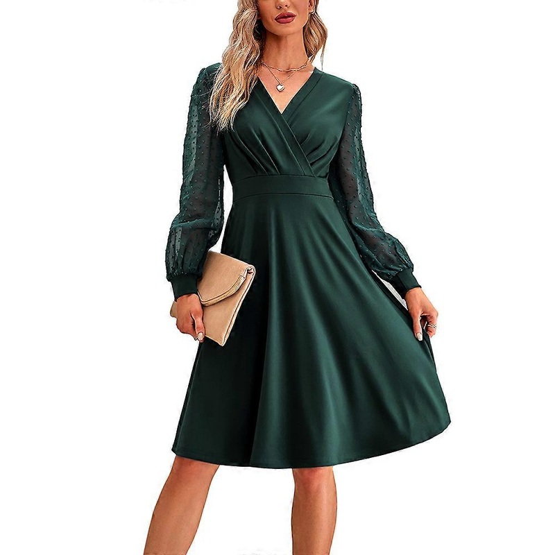 Dress Long Sleeve V Neck Hollow Out Lace Long Sleeve Dress Knee Length Casual Dresses Autumn Winter Cocktail Dress Party Dress | Fruugo SG