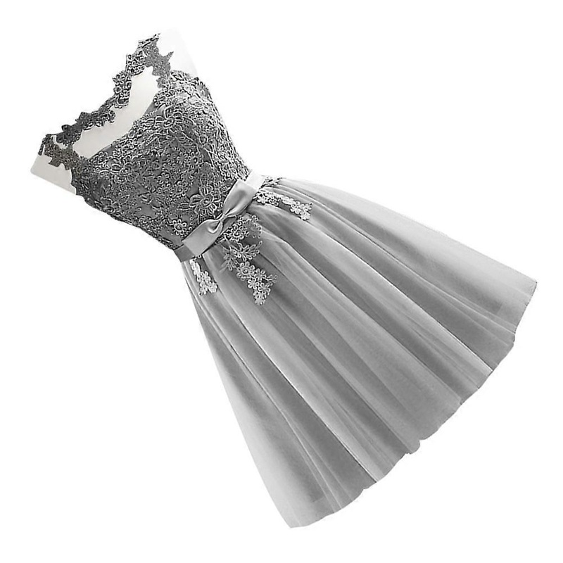 Evening Gown For Short Women Lace Bridesmaid Dresses Grey Wedding Party Dress Fitted Design Breathable Comfortable Wearing 1Pcs | Fruugo SG
