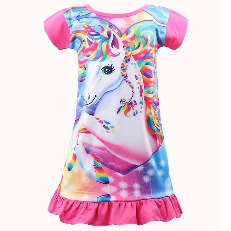 Girls Kids Nightdress Tunic Unicorn Ruffle Dress Sleepwear Pyjama | Fruugo SG