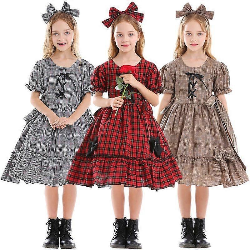 Girls Tricolor Lolita Japanese Plaid Bow Dress Lolita Photo Costume Lori Dress | Fruugo SG