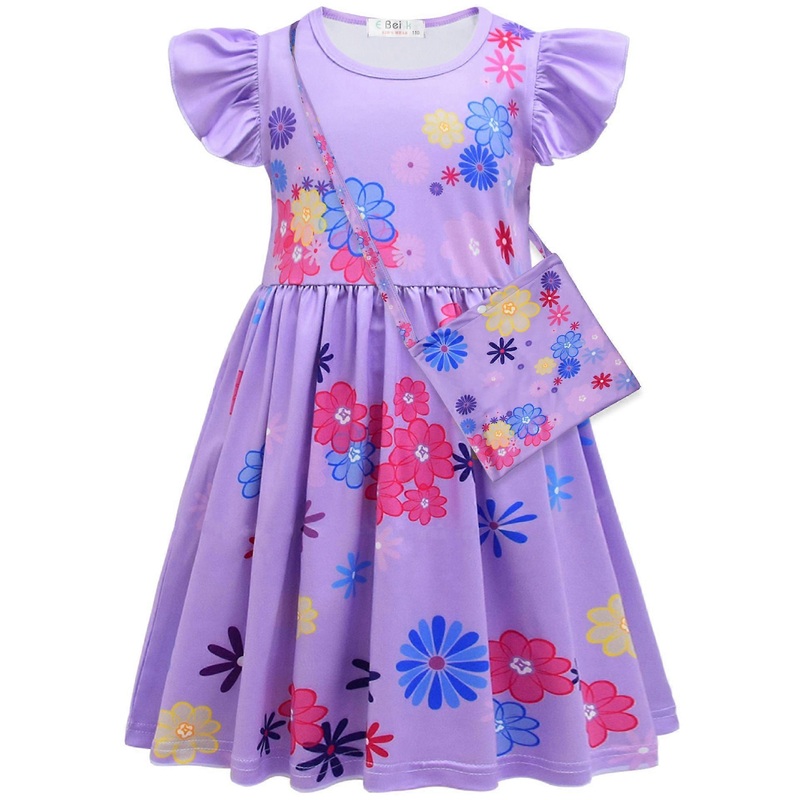 Green# 2022 New Design Tv&Movie Costume Short Fly Sleeve Dresses Kids Girls Encanto Princess Dress | Fruugo SG
